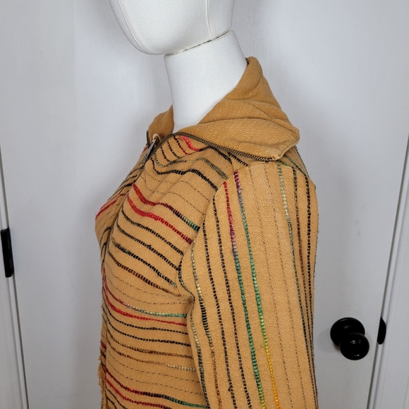 Soft Surroundings Kinsale Bouclé Jacket Top XS Striped Embroidered Cotton Boho - Picture 7 of 12